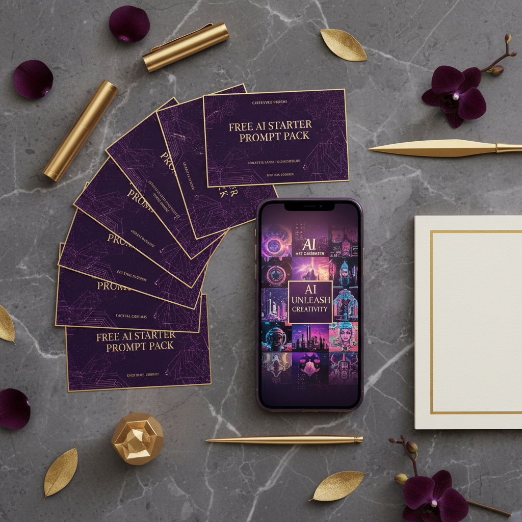 Free AI Starter Prompt Pack Flat Lay